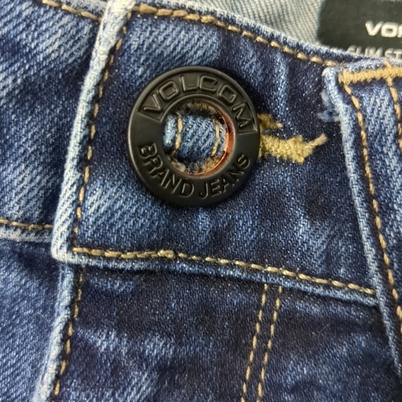 Volcom Vorta Slim Straight Designer Jeans Women's Size 28 Blue Cotton - Picture 9 of 9